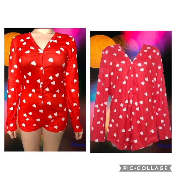 Medium pajama romper with heart details - Picture 2 of 7